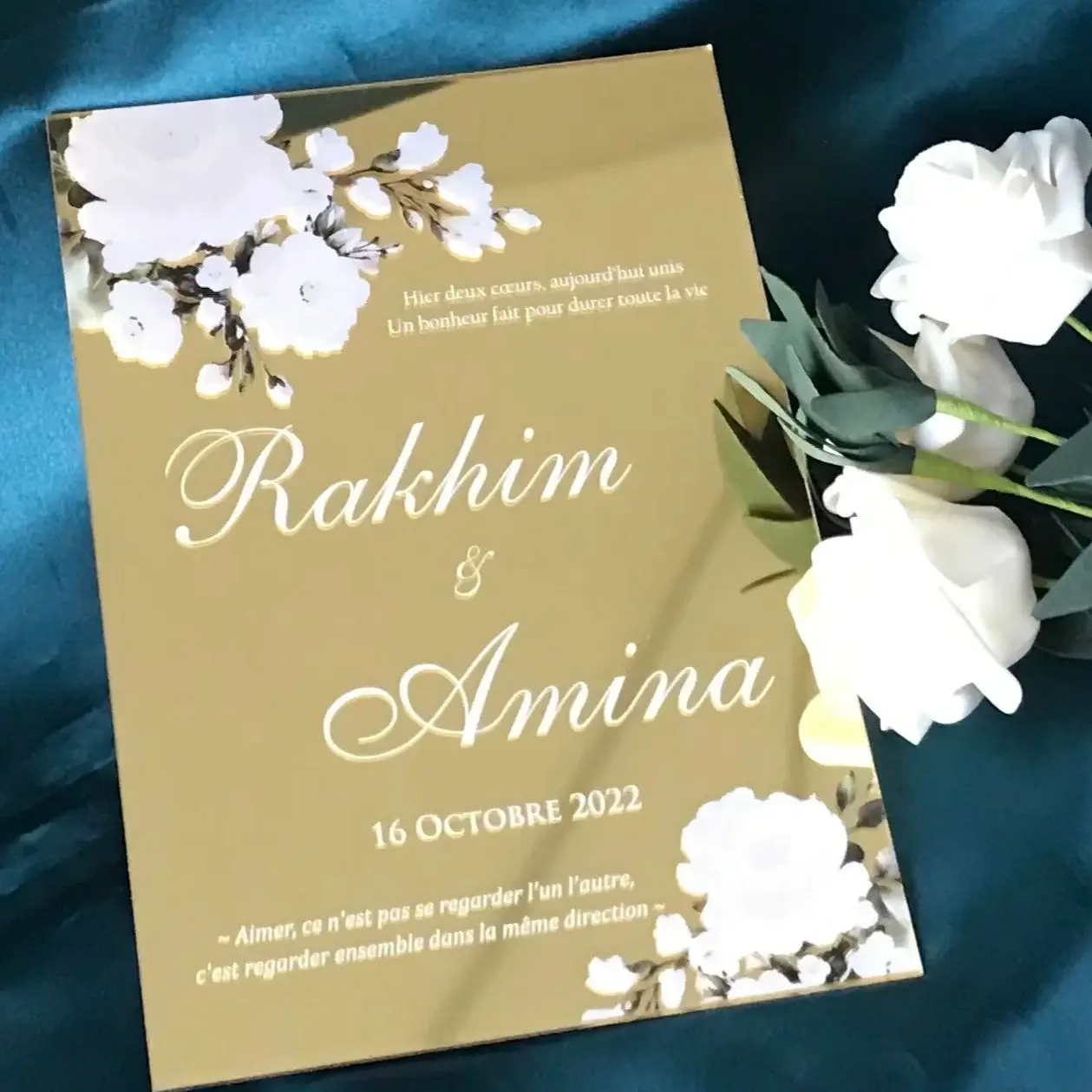 

Personalized Mirror Gold Acrylic Wedding Invitation,Custom, Make Your Own,Acrylic Invitation,Personalized Holiday Invitation,10P