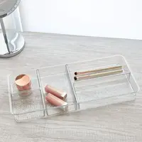 Clear Plastic Divided Vanity Organizer. Storage Tray with 5 Compartments for Cosmetics, Makeup and Accessories 2