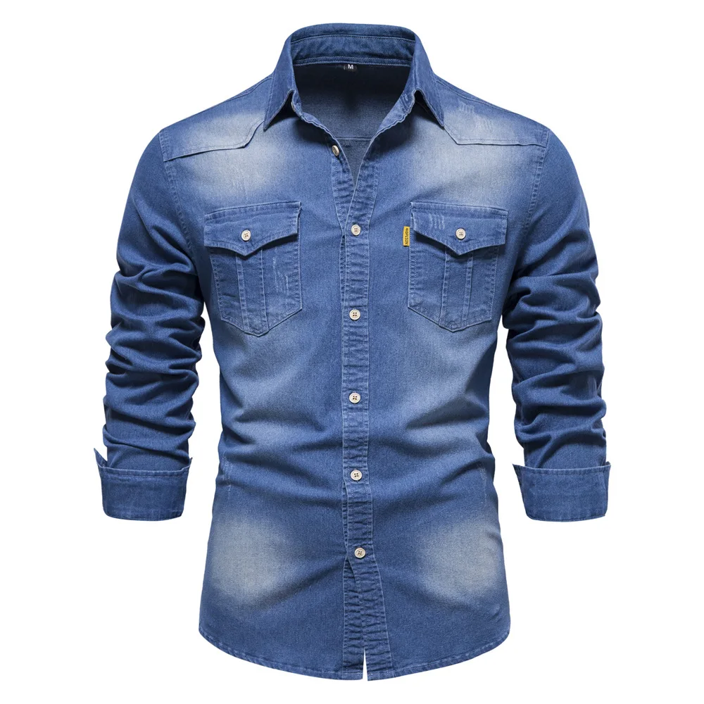 

Men's Winter Vintage Denim Button-Up Shirt