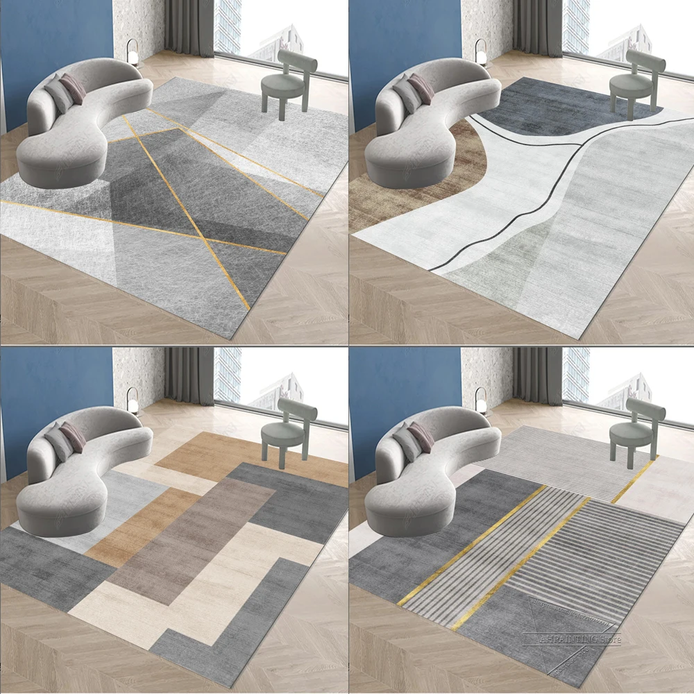 Geometry Abstract Printed Carpet Home Living Room Coffee Table Area