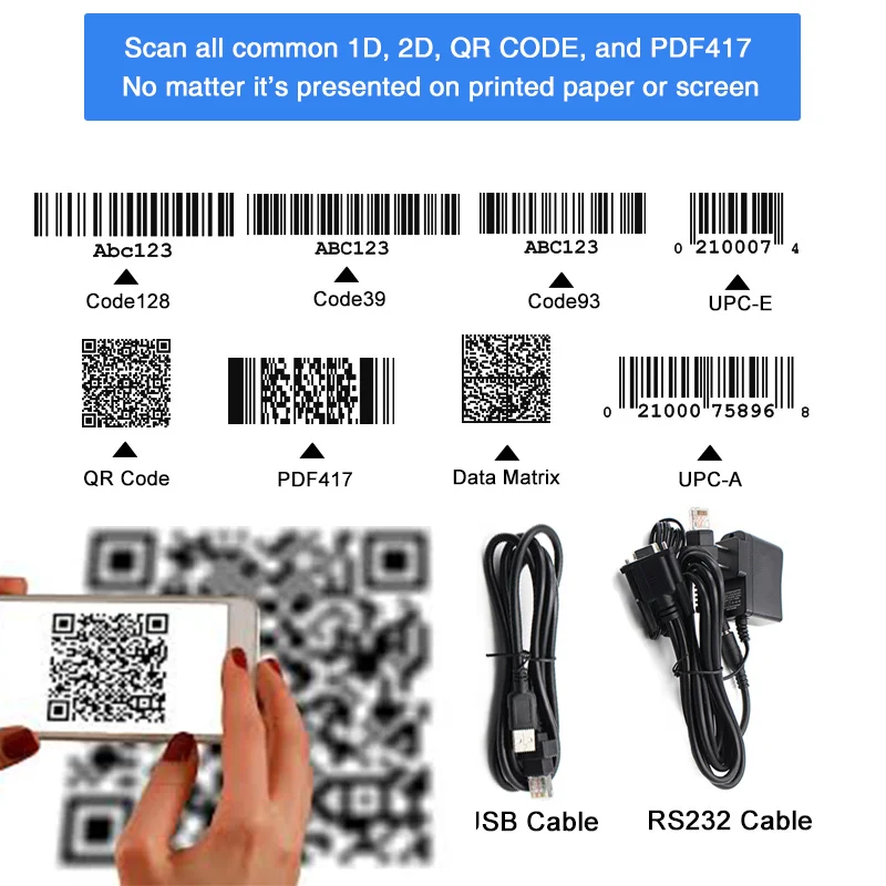Wiegand 2D 1D QR Barcode Scanner Module For Access Control Kiosk