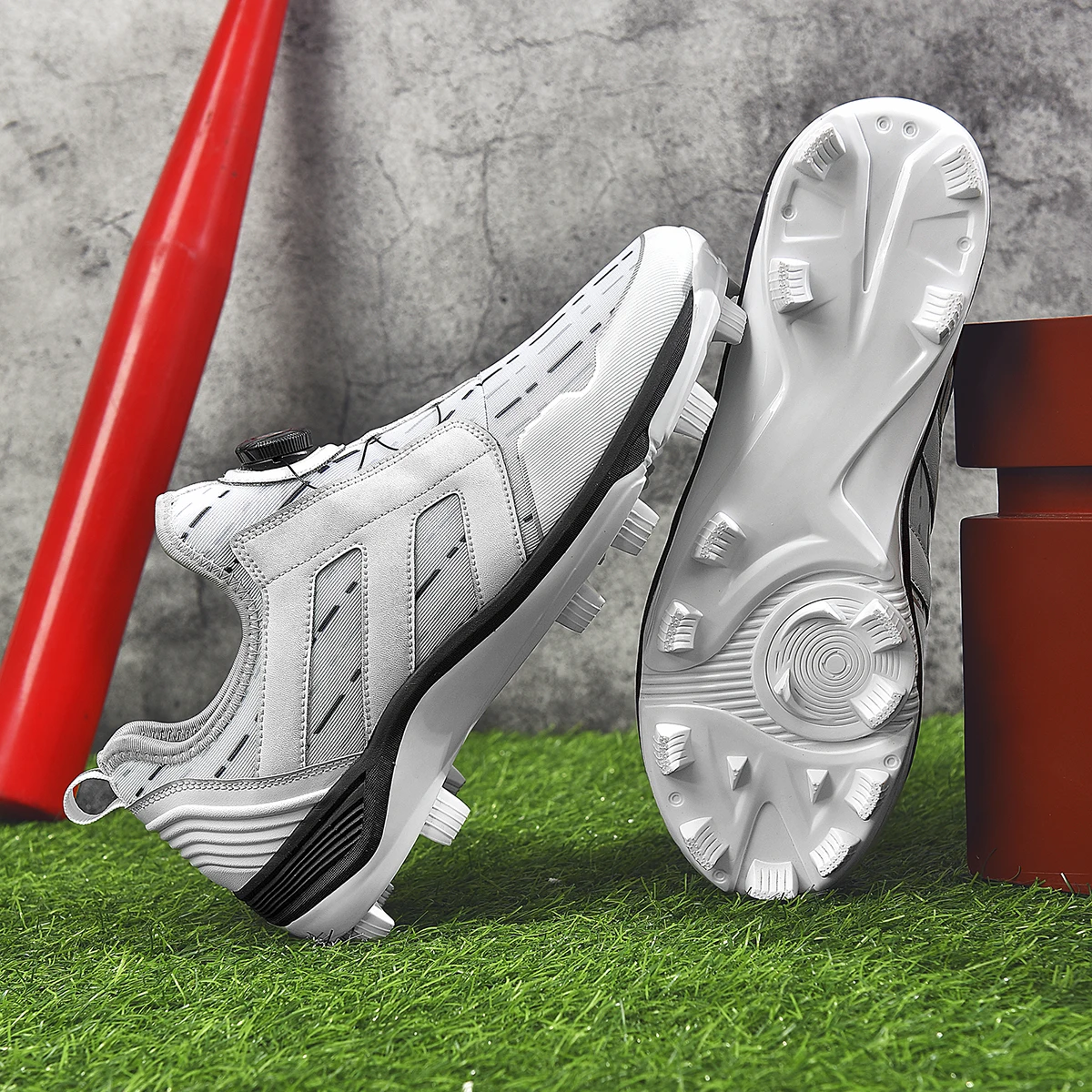 Men's Baseball Shoes Training Long Spikes Softball Shoes Non-slip Cleats And Turf Softball Sneakers Beginners Baseball Sneakers