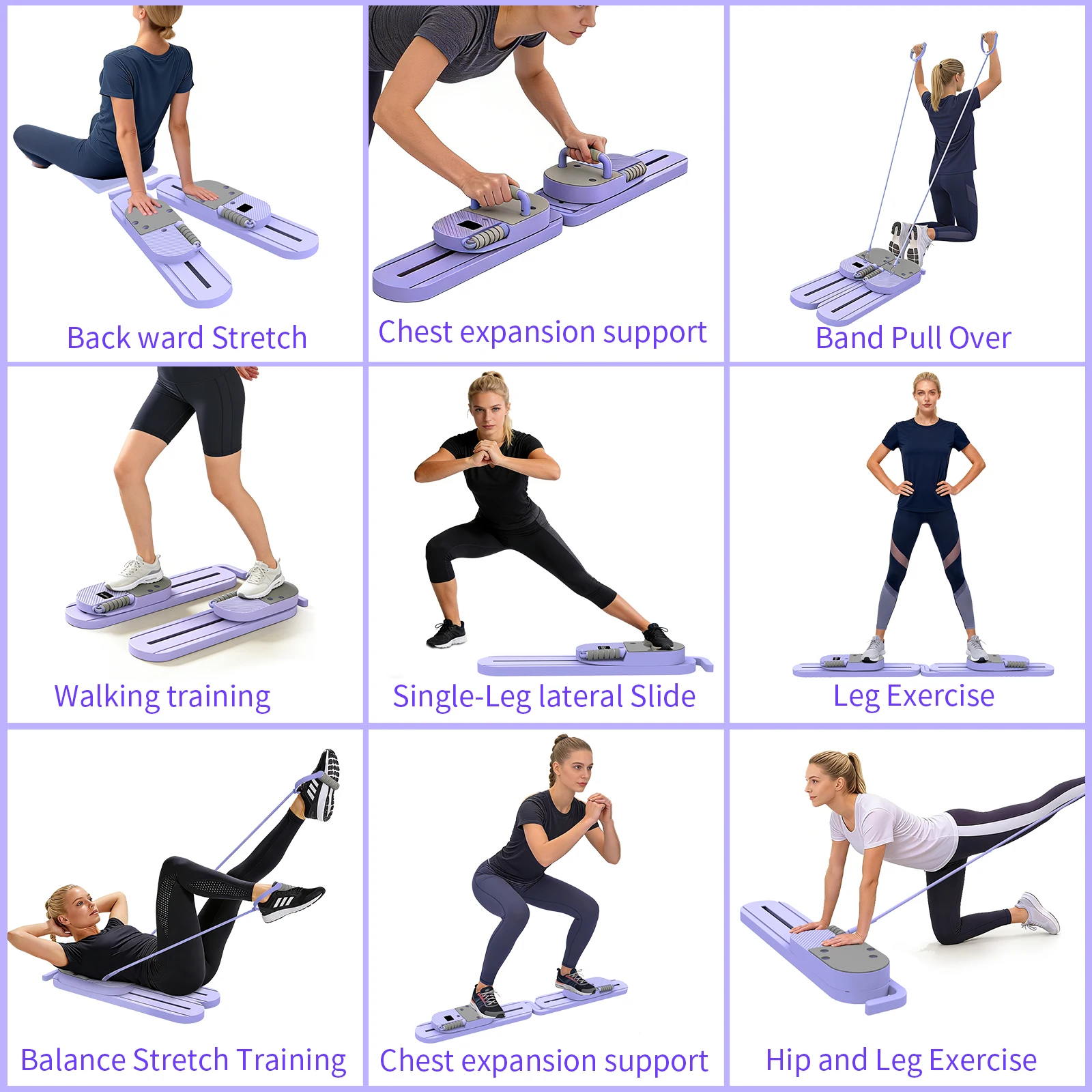 Pilates-Board, multifunktionales Fitness-Board, geteilte Bauchmuskel- und Liegestützplatte, Core-Training, Rückenstreckungen, Muskeltraining für zu Hause – Detail 5