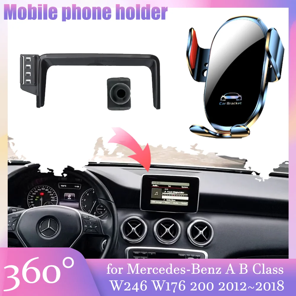 Car Mobile Phone Holder for Mercedes-Benz A B Class W246 W176 200 2012~ Screen GPS Stand Sticker Support Base Accessories