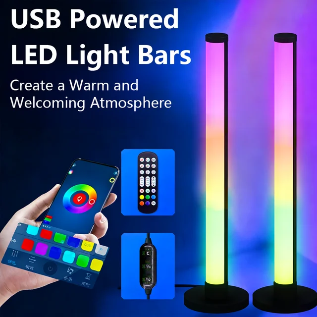 USB RGB ไฟส่องสว่างรอบข้าง บลูทูธ WIFI ควบคุมสองระบบ 42 ซม. 180 °   APP DIM Touch ไฟ LED ตั้งโต๊ะอัจฉริยะ 5V ปรับความสว่างได้ สำหรับบ้าน สำนักงาน เล่นเกม 1