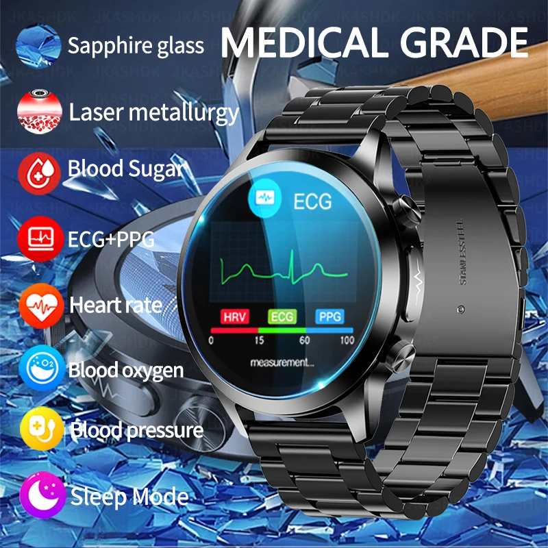 

ECG+PPG Smartwatch Blood Sugar Blood lipids Blood Pressure Body Temperature Health Monitoring Laser Therapy Smart Watch For Men