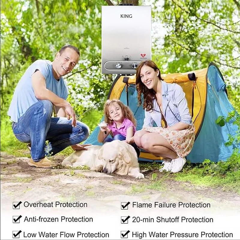 Tankless Water Heater Propane, 1.45GPM 5L Portable Instant Hot Water Heater, Outdoor Use for RV, Camper Van, Cabin, Barn, Pool,