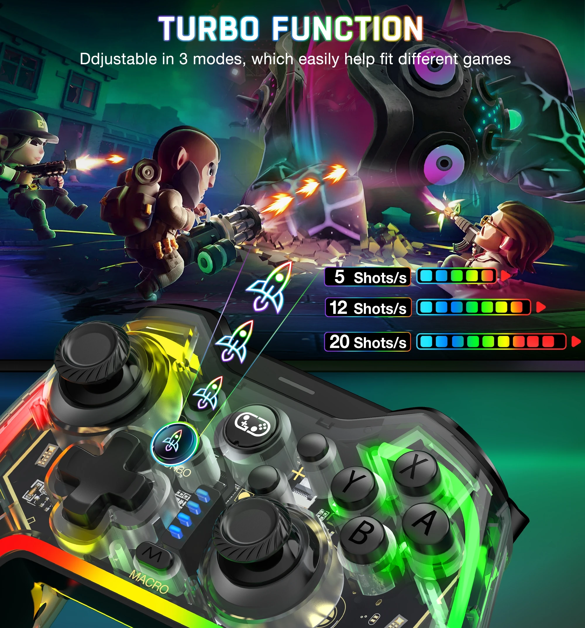 BEBONCOOL RGB  Ʈѷ, ٵ ġ, ȵ̵, iOS, PC  α׷  е , Q2, 800mAh ͸