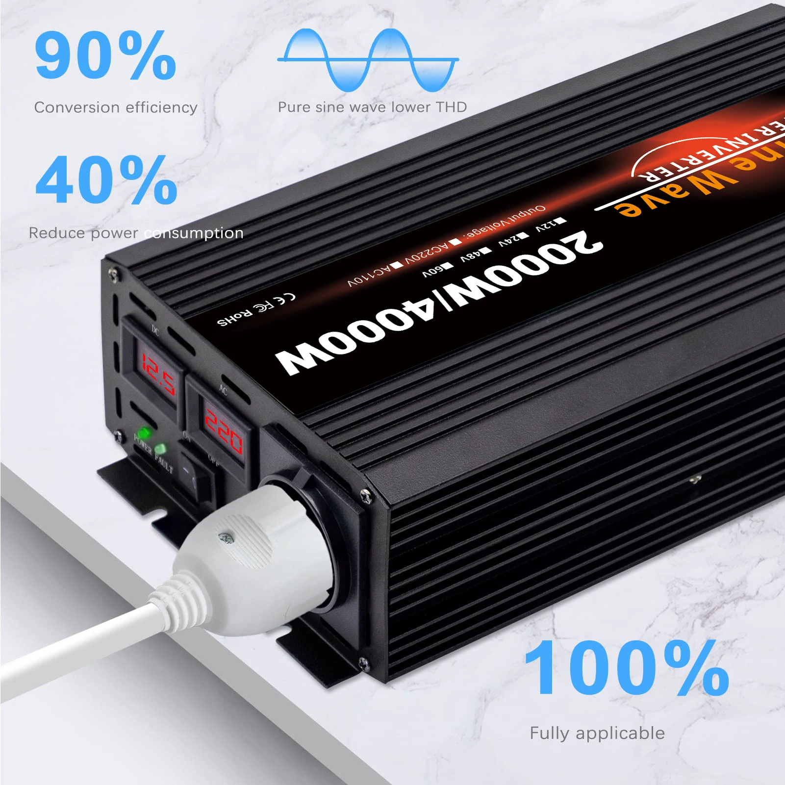 2000W 3000W 4000W Inversor 12v 220v Onda Pura Pure Sine Wave Inverter  Inversor De Corriente Para Auto Power Converter for Car - AliExpress