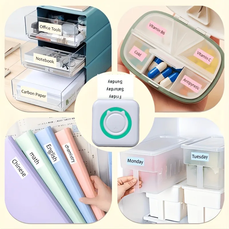 새로운 미니 휴대용 블루투스 프린터 완벽 세트, USB 충전식, 사진, 라벨, 메모, DIY 그림 출력, 최고의 선물