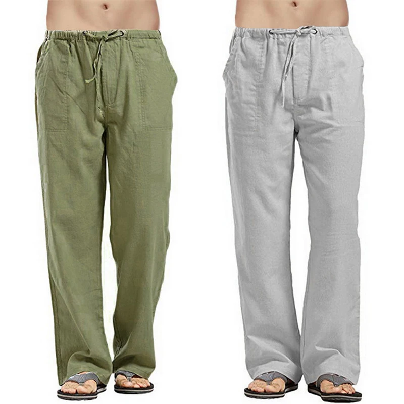 2022-Cotton-Linen-Trousers-for-Men-Wide-Leg-Pant-Breathable-Summer ...