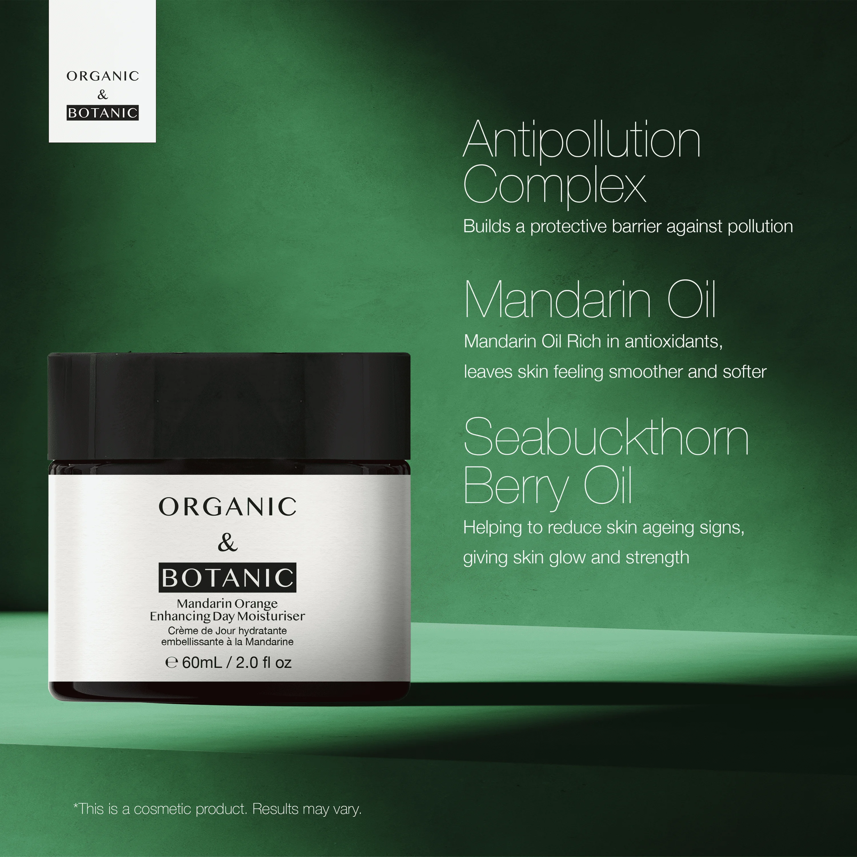 Organic & Botanic Mandarin Orange Day Moisturiser with Vitamin C & Sea Buckthorn 60ml Lightweight Hydration