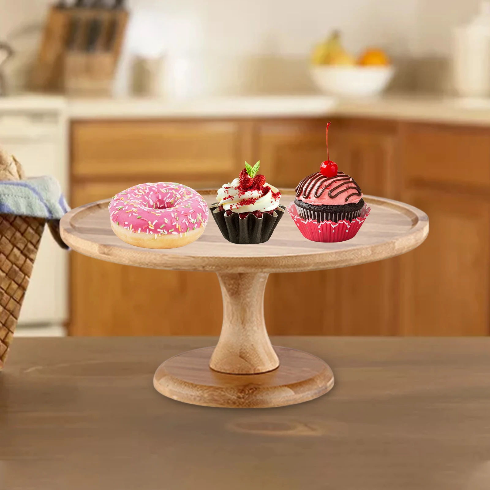 Household Cake Stand Round Party Dessert Wooden Tray Cupcake Holder Stand for Wedding Banquet Party Centerpiece Decoration