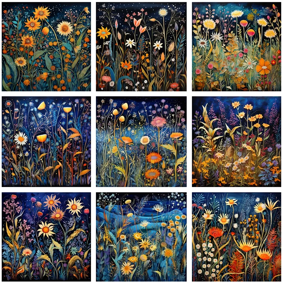 Wildflowers Collection-Counted Cross Stitch Patterns only, No fabric, No threads, Needlework DMC Color, Printed Chart or PDF