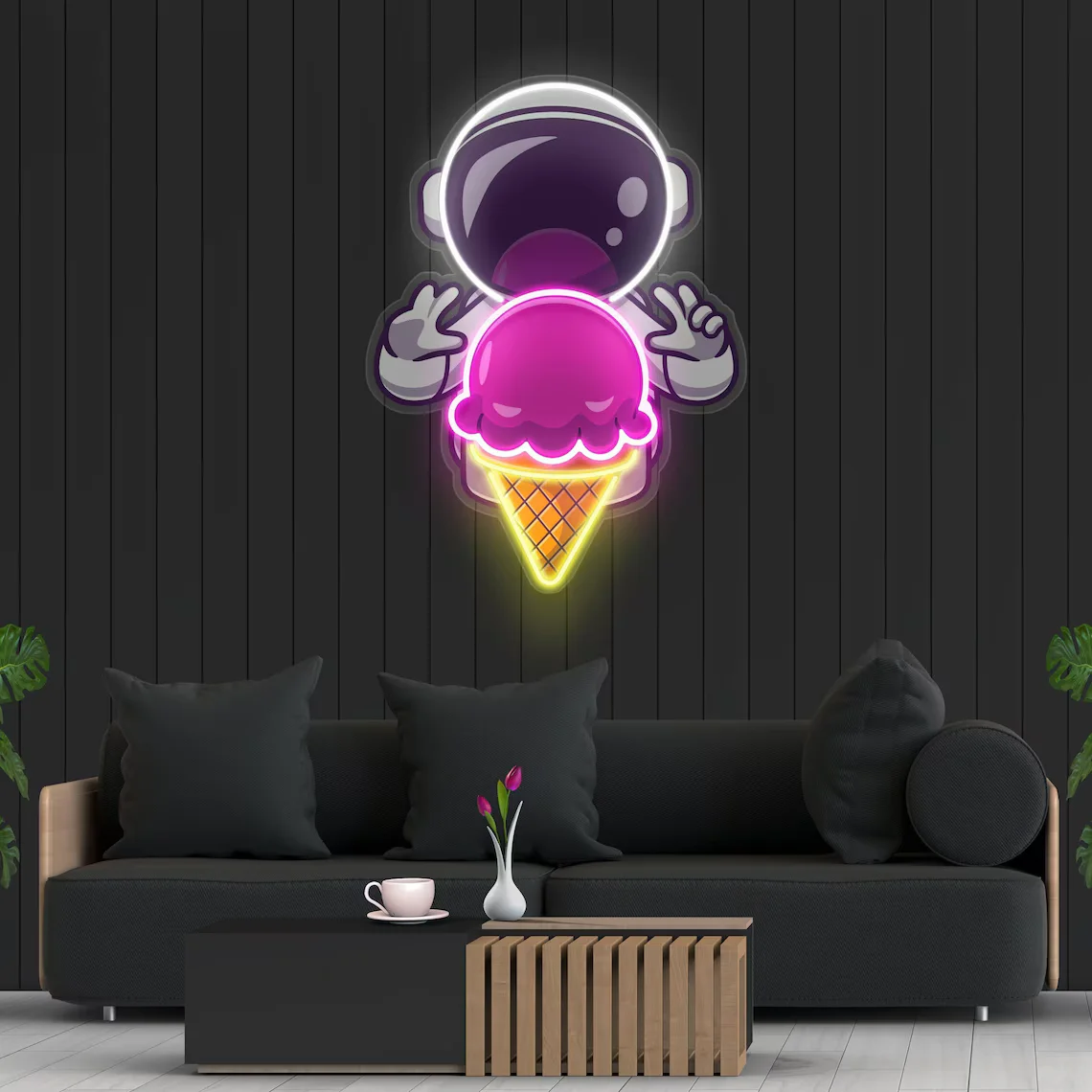 

Ice Cream Astronaut Neon Sign Wall Decor Space-Themed Artwork, Perfect for Business Logos Space Decor