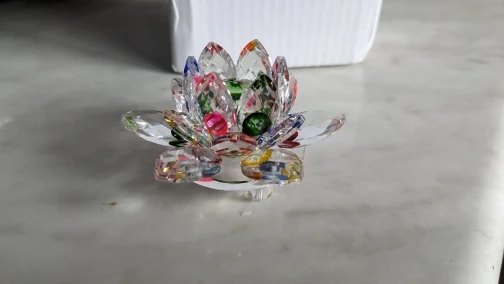 Handmade K9 Crystal Plum Blossom Figurine – Glass Flower Paperweight, Wedding Decor - View #10