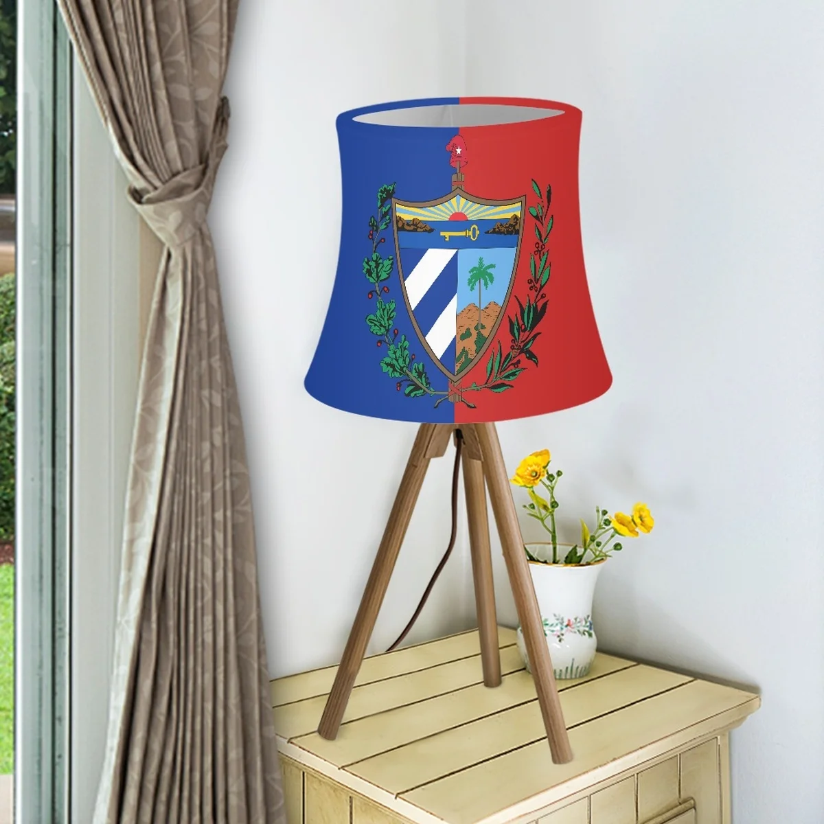 

New Lampshades For Living Room Bedroom Custom Costa Rica/CUBA Flag Drum Lamp Shade For Table Lamp Lampshade Stretch Cloth