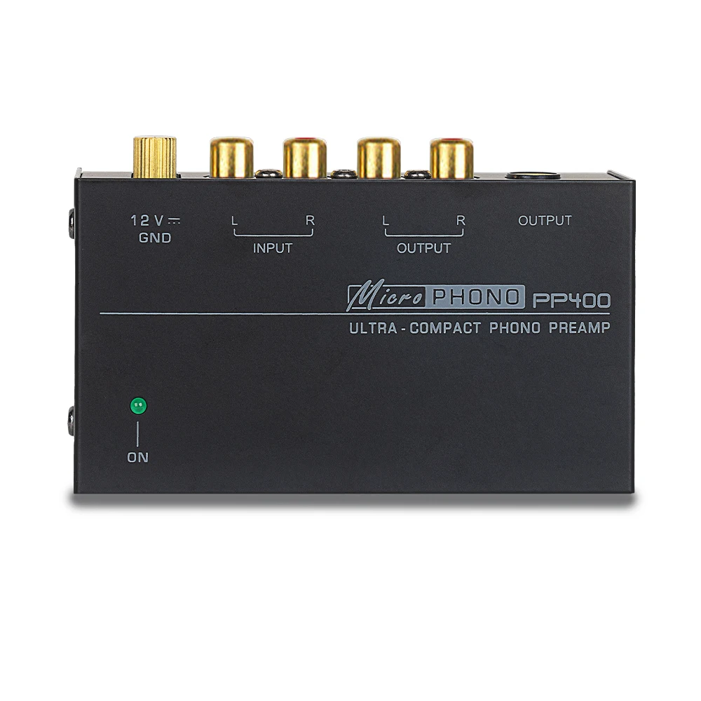 PP400 Ultra Compact LP Turntable Phono Preamp Low Noise with Metal Shell Portable Audiophile Amplifier