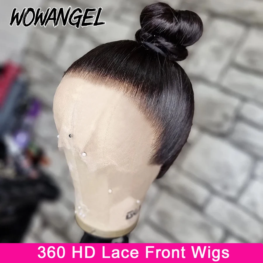 

Wow Angel 250% 360 Full Lace Human Hair Wig Straight Real HD Lace Frontal Wigs Melt Skins Pre Plucked Brazilian Hair For Woman