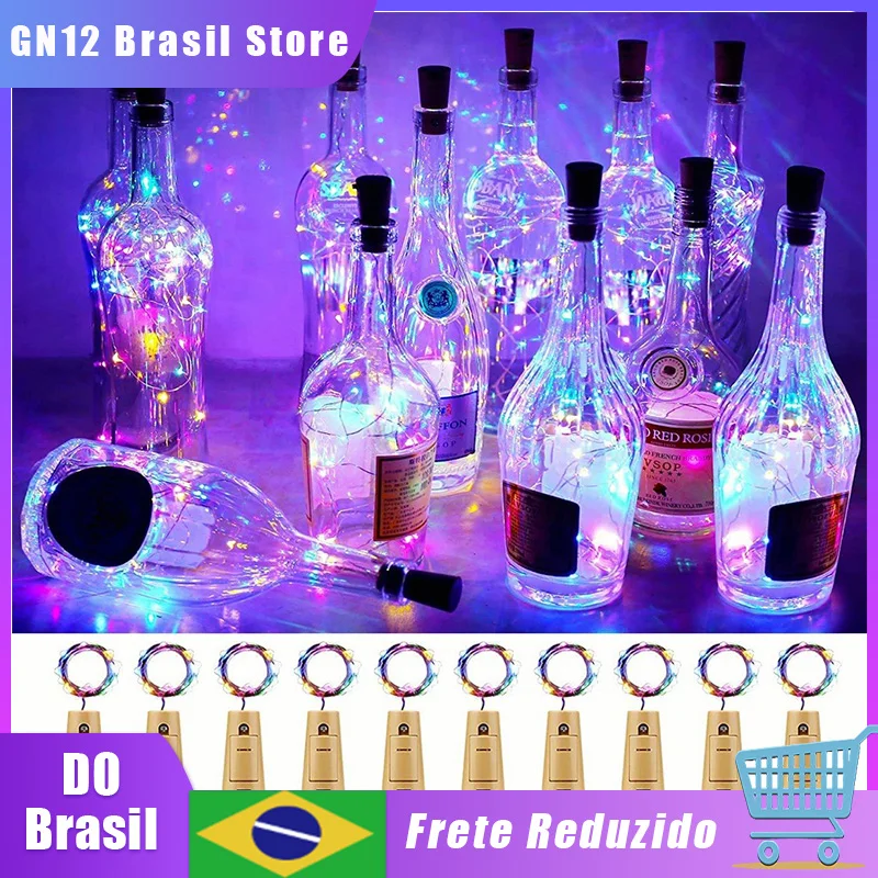 RGBKit10BarWineBottleCorkRopeLights2M20LEDCopperWire