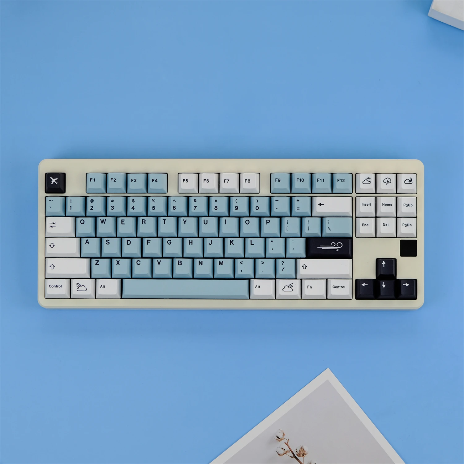 

Пульты для механической клавиатуры Flow Cloud 129 клавиши PBT оригинальный Высокий Профиль Двойной Выстрел милый светло-голубой полный набор клавиш для механической клавиатуры