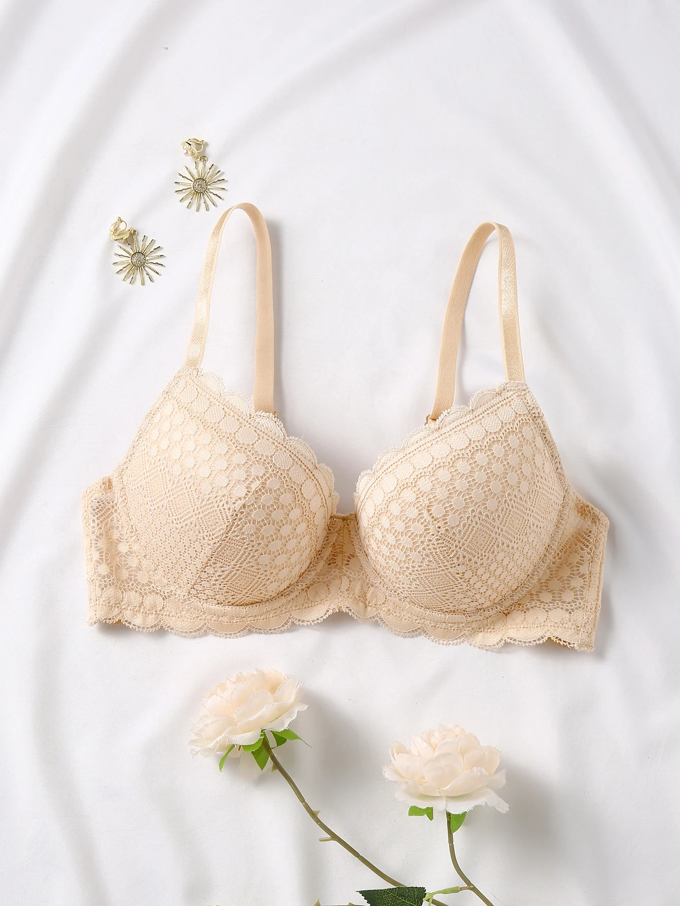 Lace Underwire Push-Up Bra - Comfortable Breathable Lingerie in B C D Cups