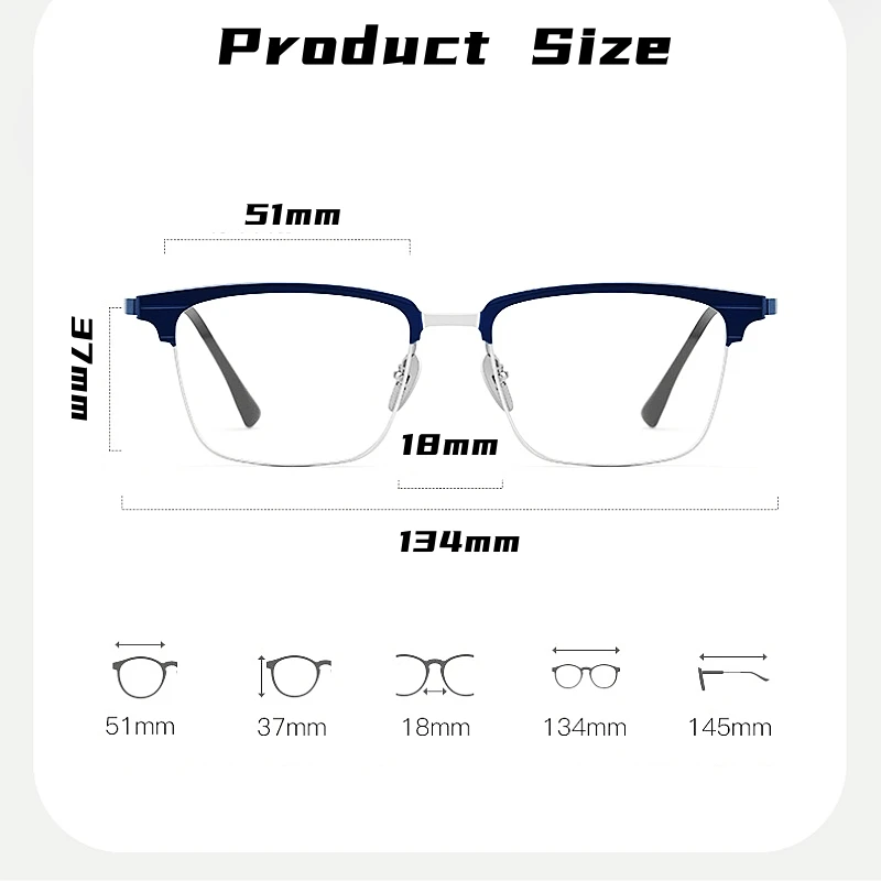 YIMARUILI Fashion Ultra-light Luxury Eyewear Square Aluminum Magnesium Pure Titanium Optical Prescription Glasses Frame Men 9205