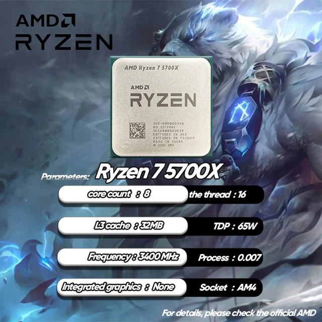 AMD Ryzen 7 5700X Nua R7 5700X 3.4 GHz Ocht-Core 16-Thread 7NM L3=32M 100-000000926 Tacaíocht Soicéad Cearrbhachais LAP Deisce AM4 2