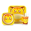 Baby Natural Bamboo Fiber Tableware Bowl Baby Feeding Plate Children Cute Cartoon Bowl Set 3