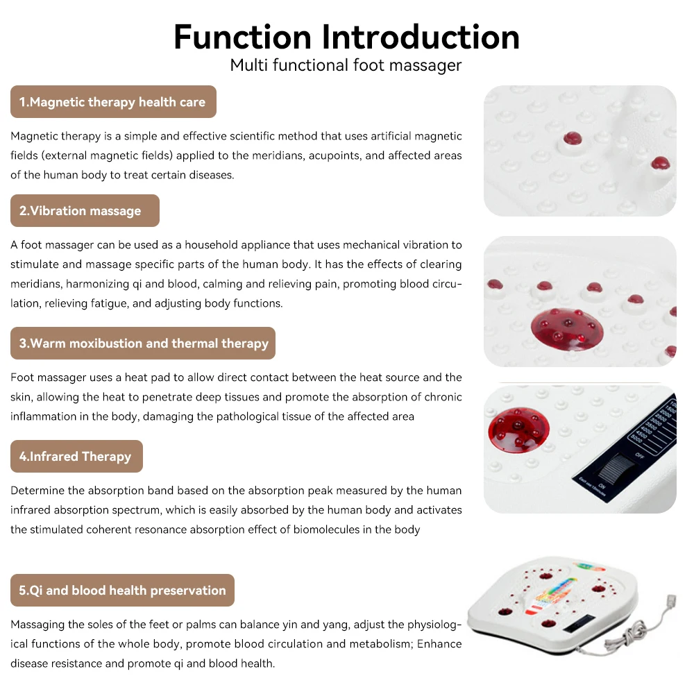 Electric Foot Massager Far Infrared Heating Reflexology Vibrating Physiotherapy Circulation Therapy Warm Foot Massage Machine