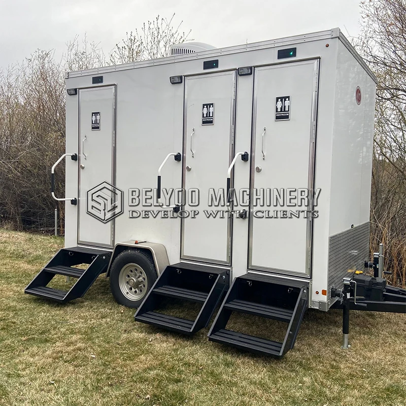 StylishOutdoorPortableToiletTrailerWhiteMobileTravelTrailer