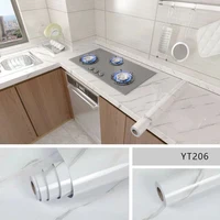 ห้องครัวฟิล์มกันน้ําเตากันน้ําความชื้นวอลล์เปเปอร์เคาน์เตอร์ Self-Adhesiv ตู้ Renovation กระเบื้องสติกเกอร์หินอ่อน 3