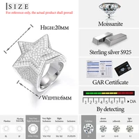 Fine Jewelry VVS1 With Certificate Moissanite Star Rings For Men 925 Sterling Silver Moissanite Rings Hip Hop Jewelry - Image 6