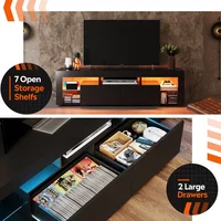 GALAXHERO TV Stand for 60 to 70 Inch TV Entertainment Center with LED Lights 2 Drawers Modern TV Console Large Media Cabinet 4