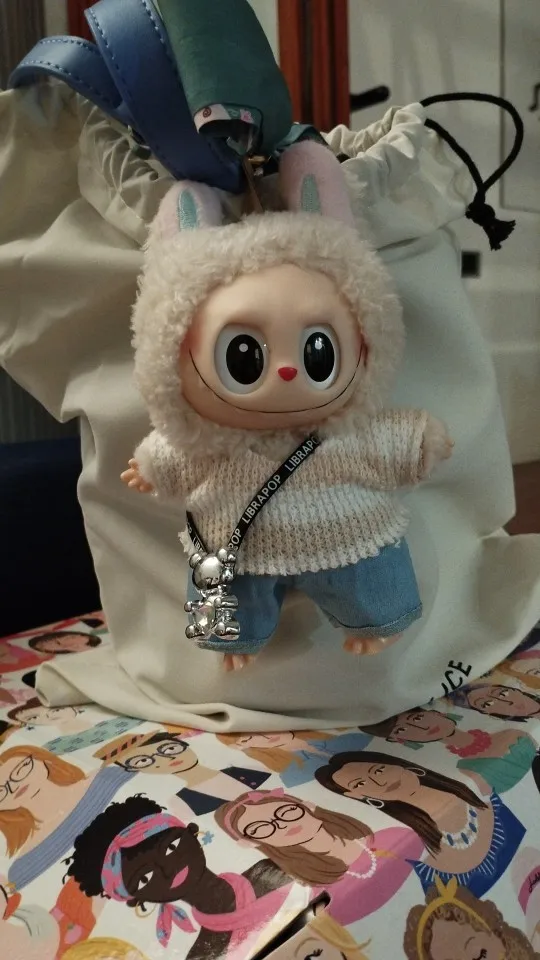 Labubu V1/V2 Doll Clothes: Strap Pants & Skirt Overalls Set with Accessories photo review