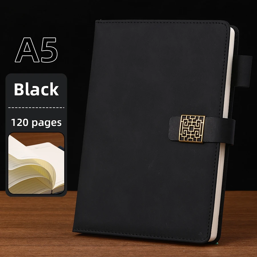 מחברת עור מלא A5 וינטאג', כיסוי מחברת עור מלא, מחברת עור מלא וינטאג' עם כיסוי רך וסימניות