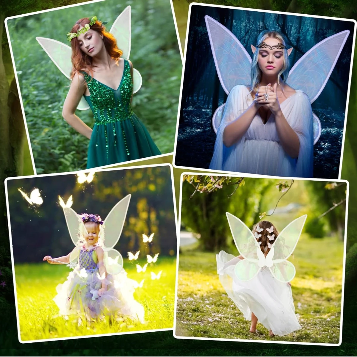 Ali Da Fata Per Adulti E Bambini - Set Con Corona Floreale E Orecchie Elfo, Costume - Foto 8