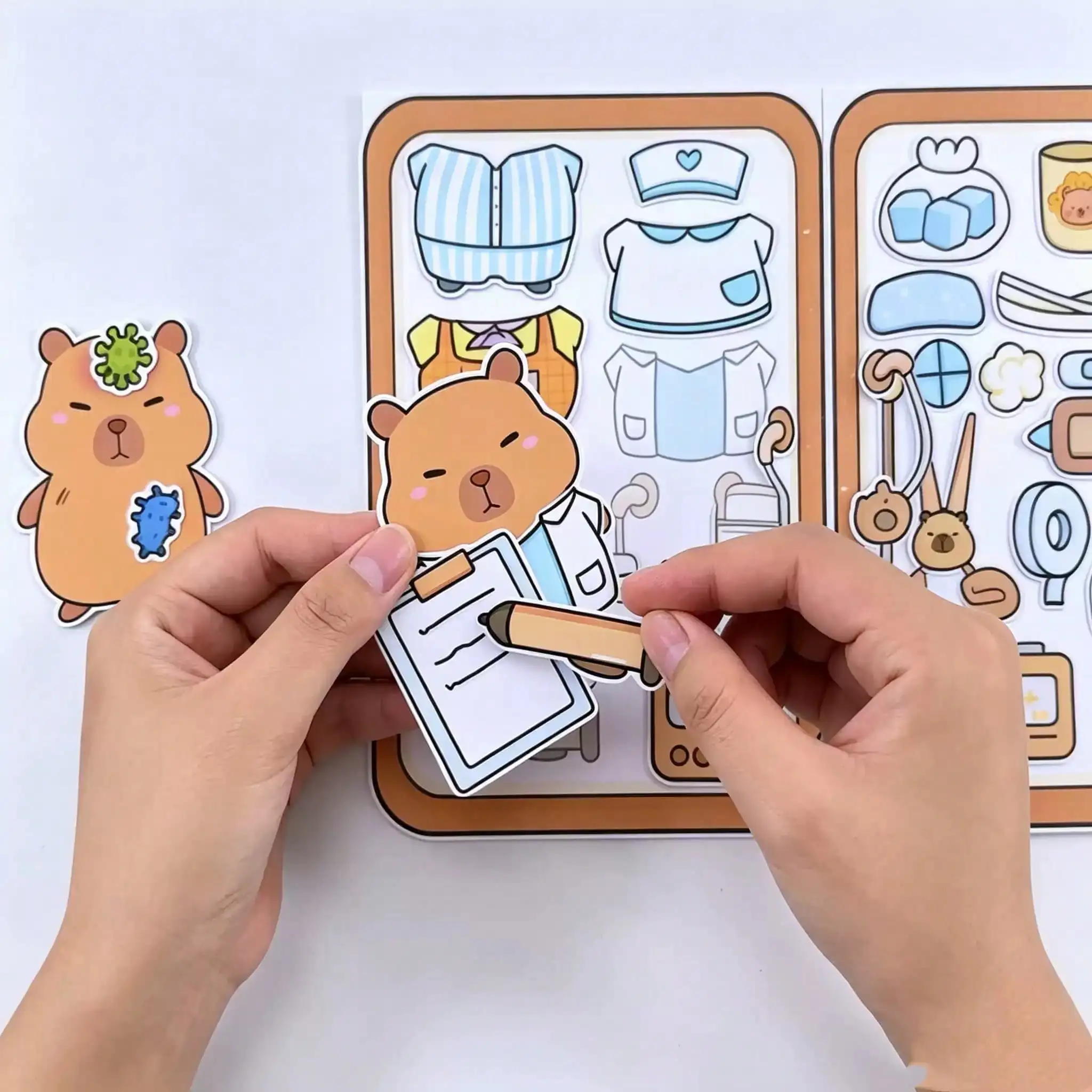 Capybara Doctor Interactive Quiet Book DIY Kit - Handmade Educational Toy for Focus and Creative Play