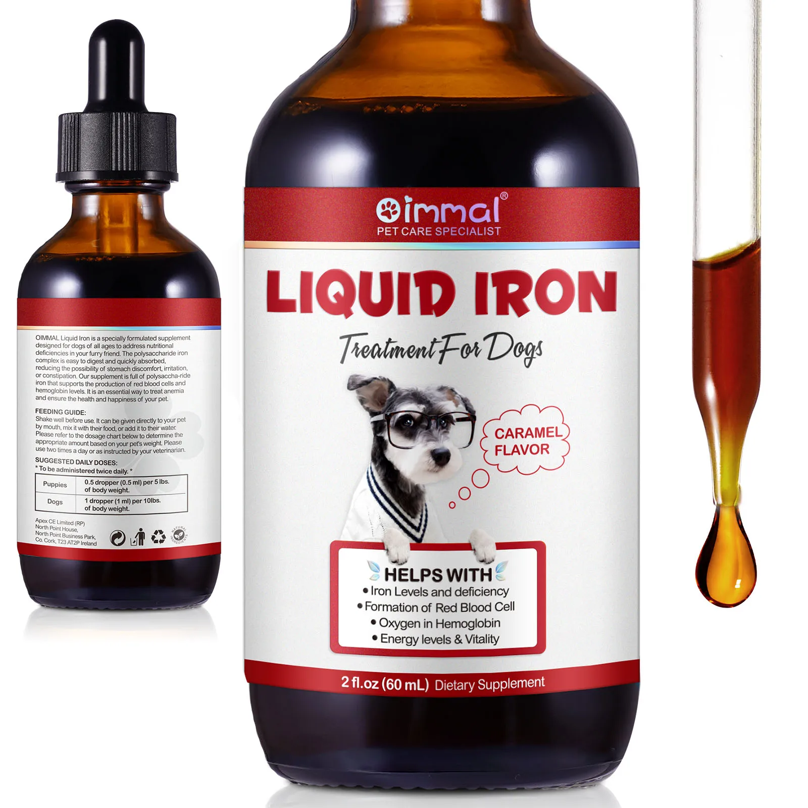 Liquid Iron for Dogs Helps Iron Levels Deficiency Red Blood Cell Oxygen Hemoglobin Energy Vitality
