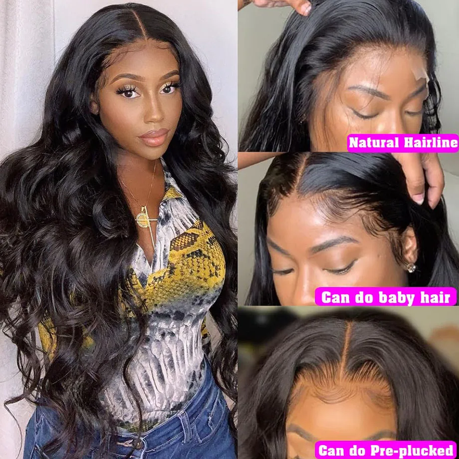 Perruque Lace Front Wig Body Wave Brésilienne Naturelle, Cheveux 100% Humains, 13x4, 13x6, HD, Vente, pour Femme