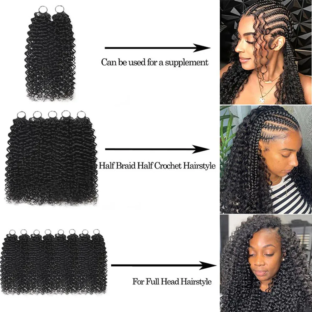 Kinky Curly Pre-Separated Miracle Knots Crochet 100% Human Hair Extensions Boho Braids Feathered Human Crochet Hair For Braiding 5