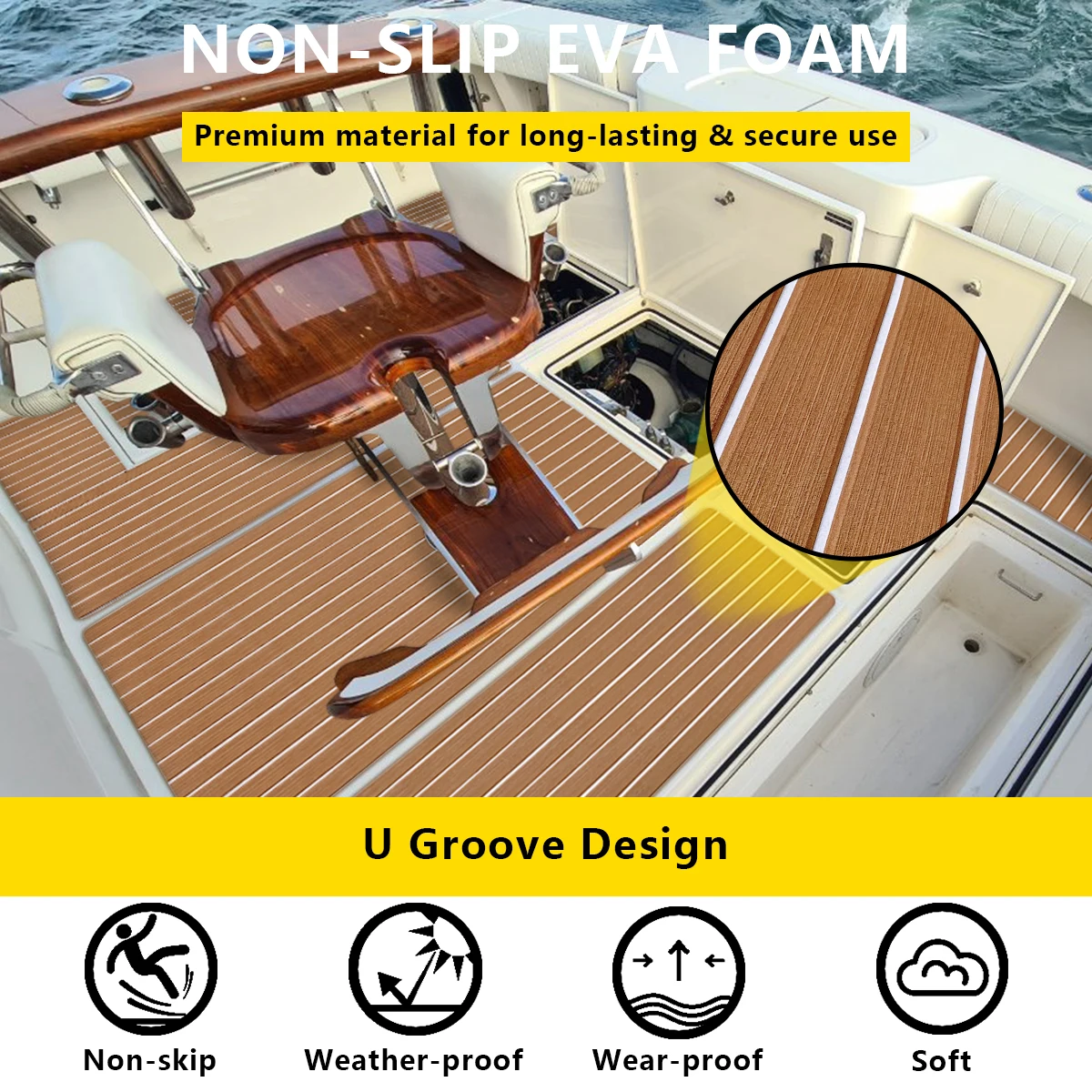 2400*550*6mm Boat Flooring Eva Foam Faux Teak Carpet Blanket Brown Deck  Sheet Yacht Flooring Anti Skid Waterproof Damping Pads - AliExpress