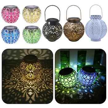 Waterproof Solar Lamp Retro Hollow Lantern Light Outdoor Hanging   Landscape Lighting Wrought Iron Garden Decorative Lanterns 1