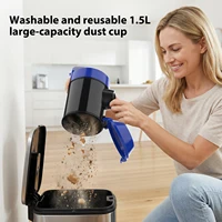 Aspirateur cylindrique sans sac 1200W avec filtre HEPA, grand bac à poussière de 1,5L, aspiration puissante pour tapis, sols durs et élimination des poils d'animaux, aspirateur domestique 6