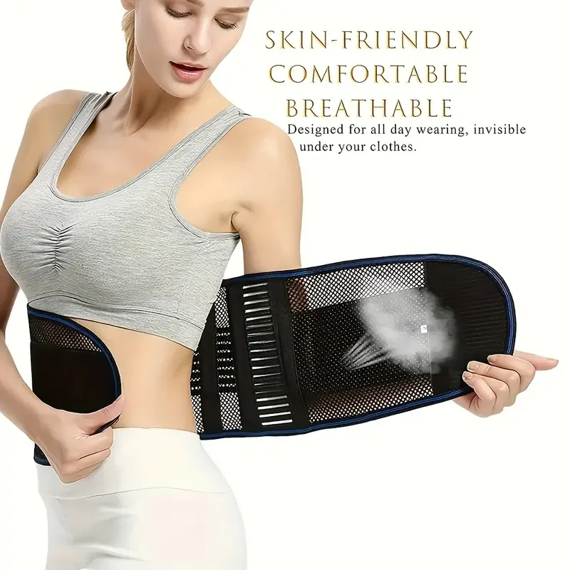 Lumbar Support Belt Compression Waist Support Belt Breathable Mesh Lower Back Brace Adjustable Elastic Pain Relief Spine