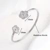 Classic luxury hot sale five-leaf flower stainless steel open bangle Lucky grass bangle Girl Girl anniversary wedding jewelry Cl 6