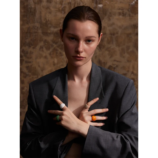 Yhpup – bague en acier inoxydable, bonbon joyeux, multicolore, kaki, Orange, bleu, blanc, émail, étanche, réglable, bijoux à breloques