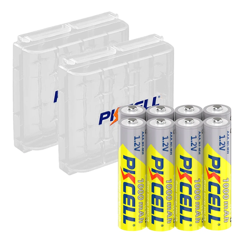 PKCELL 8PCS Per Charged Ni-MH AAA Batteries Rechargeable 1.2V 1000mAh ...