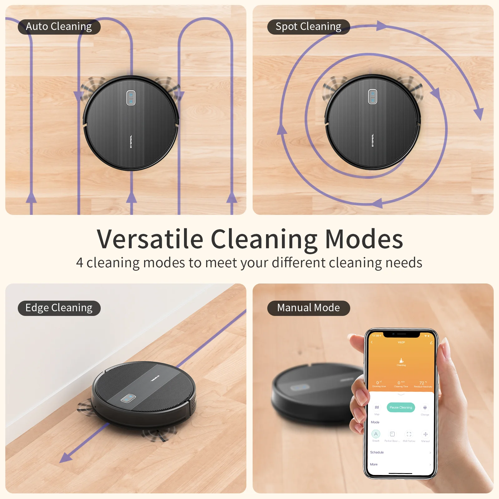 Sysperl V40P-V3ロボット掃除機とモップコンボ2600pa吸引ウェットとドライ掃除ロボット掃除動作alexa無線lan app