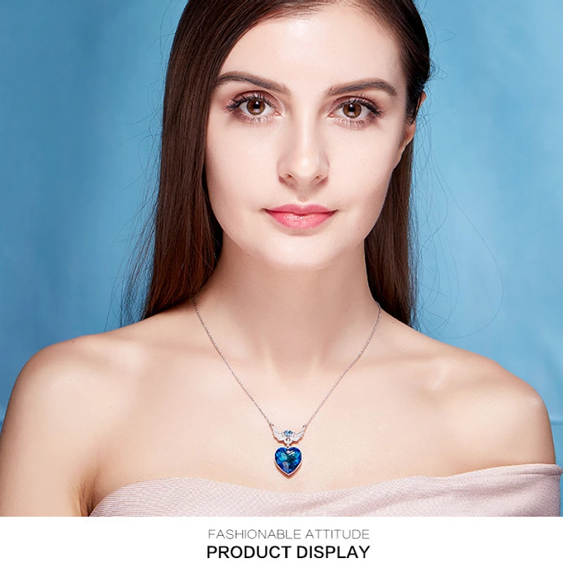 Amazon.com: CRISTORE Blue Crystal Pendant Necklace for Women Blue Heart  Necklace with Crystals from Swarovski Fashion Women's Jewelry Present for  Girls: Clothing, Shoes & Jewelry